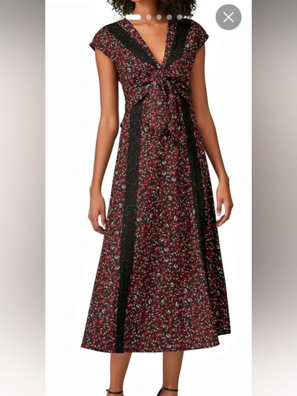 Thakoon Chic Paisley Floral Midi Dress in Black & Red